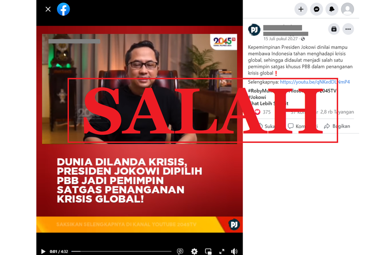 HOAKS Jokowi Dipilih PBB Sebagai Pemimpin Satgas Penanganan Krisis Global