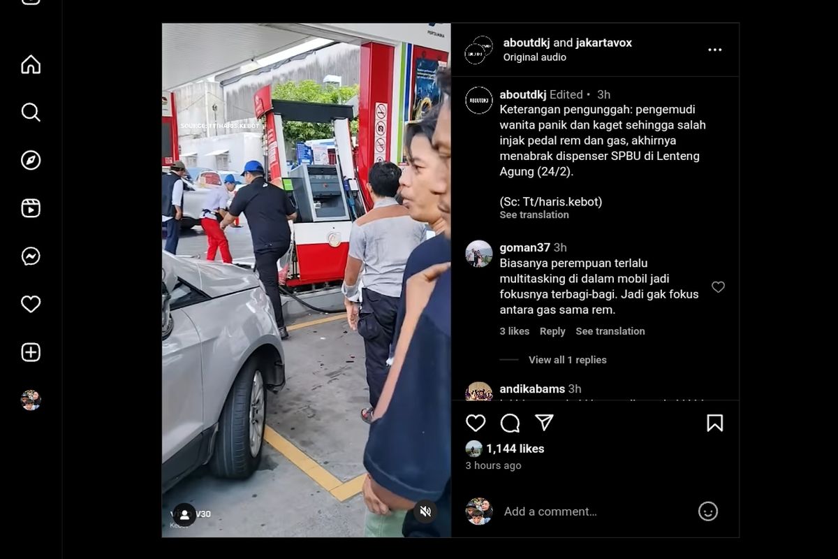 Viral Pengemudi Wanita Salah Injak Pedal Gas Tabrak Dispenser SPBU