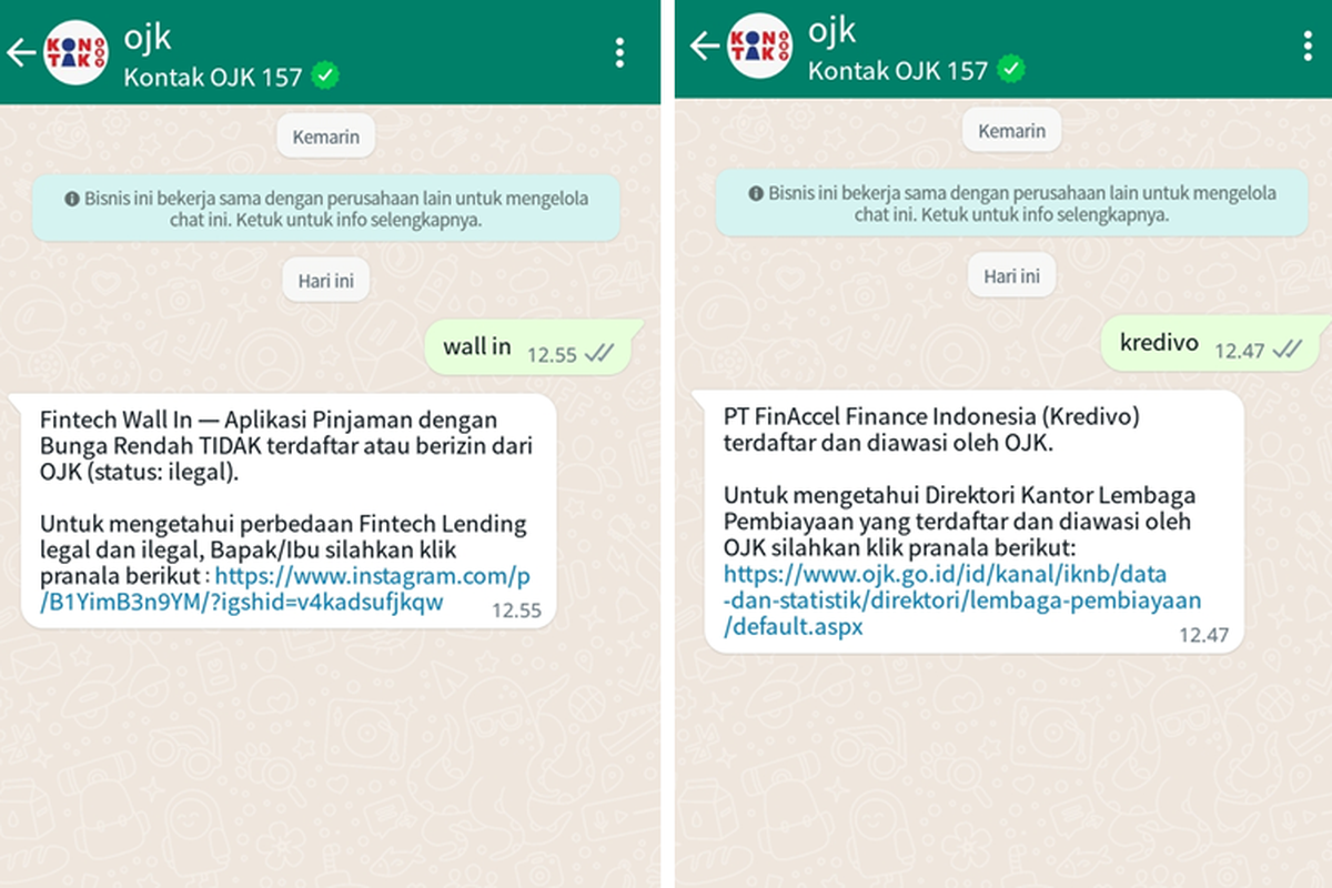 Cara Cek Pinjol Ilegal Atau Legal Lewat Whatsapp Resmi Ojk