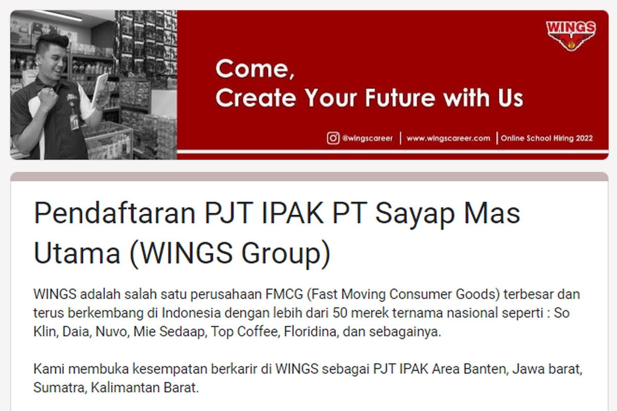 Lowongan Kerja Wings Group Terbuka Bagi Fresh Graduate