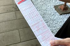Tampak depan kertas ramalan tertulis dalam Bahasa Jepang.