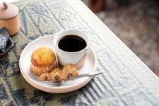 Paket sarapan Ogama (691 yen): Kue muffin musiman dan kue noborigama (sejenis pembakaran)