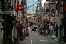 Narrow alley and bars near the station in Kanda.