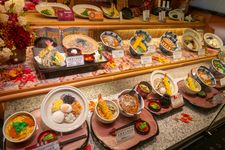 Halal Sampuru or artificial fake food model on display at one of the eateries at Kansai Airport, Kansai, Japan.