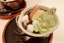 Es krim matcha khas Kota Uji, Kyoto, Jepang.