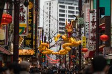 Suasana Yokohama Chinatown saat Imlek.