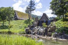 Sungai kecil di Shirakawa-go, Jepang.