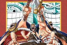 One Piece menceritakan petualangan Luffy yang punya kemampuan tubuh melar bersama kru Bajak Laut Topi Jerami menjelajahi lautan.