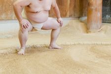 Pegulat sumo di dalam ring.