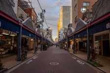 Pusat kuliner Tsukishima Monja di Tokyo, Jepang.