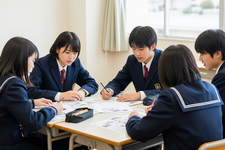 Ilustrasi klub penelitian manga di sekolah Jepang.