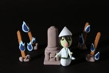 Ilustrasi boneka hantu Jepang.