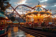 Ilustrasi taman hiburan atau theme park.