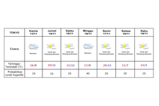 Prakiraan cuaca Tokyo 13-19 November 2025.