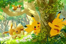 Pok&eacute;mon Forest, hutan bergelombang dengan jalan setapak, terowongan, dan area berumput tempat Pok&eacute;mon lucu berkeliaran di setiap sudut.