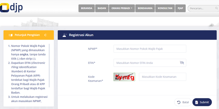 DJP Online: Cara Daftar, Login Dan Buat EFIN Untuk Lapor SPT