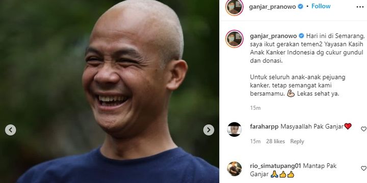 Ganjar Pranowo Tiba Tiba Gunduli Kepalanya Ternyata Ini Alasannya