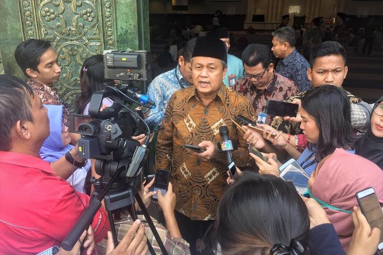 pemaparan Gubernur BI Perry Warjiyo tentang capital inflow dan stabilitas nilai tukar di kompleks Masjid BI di Jakarta, Jumat (31/5/2019)