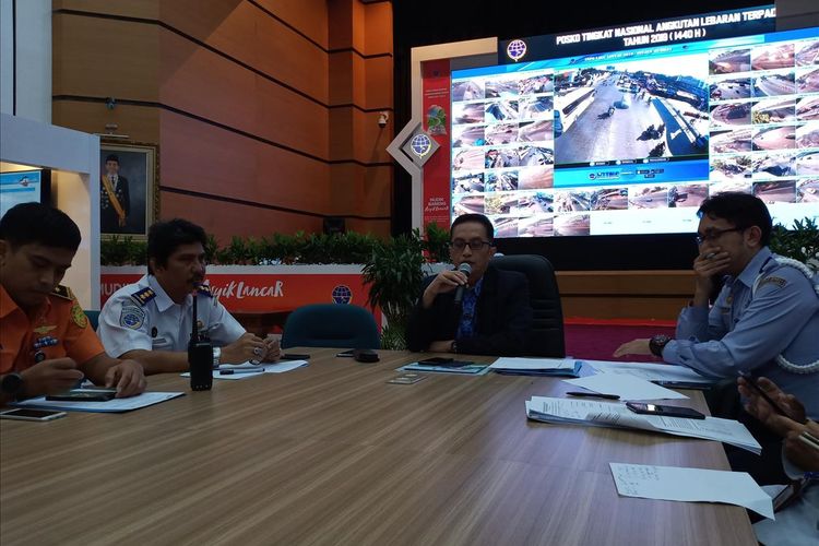 Tim Posko Mudik Angkutan Lebaran Terpadu memaparkan hasil pemantauan harian di kantor Kemenhub, Jakarta, Sabtu (1/6/2019).