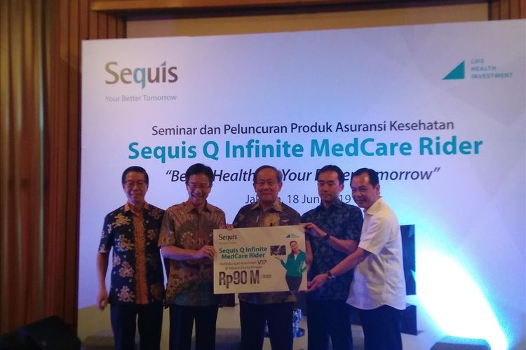 Presiden Direktur dan CEO PT Asuransi Jiwa Sequis Life Tatang Widjaja dalam peluncuran Sequis Q Infinite Medcare Rider di Jakarta, Selasa (18/6/2019).