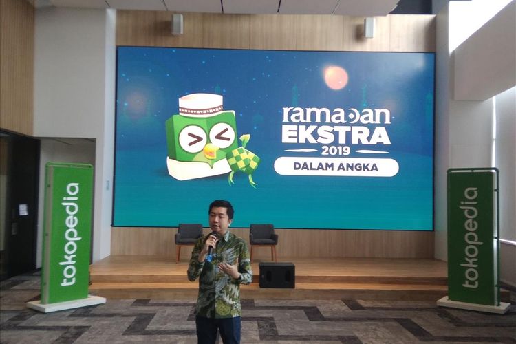 CEO Tokopedia William Tanuwijaya saat memaparkan pencapaian Tokopedia di bulan Ramadhan tahun 2019 di Tokopedia Tower Jakarta, Rabu (19/6/2019).