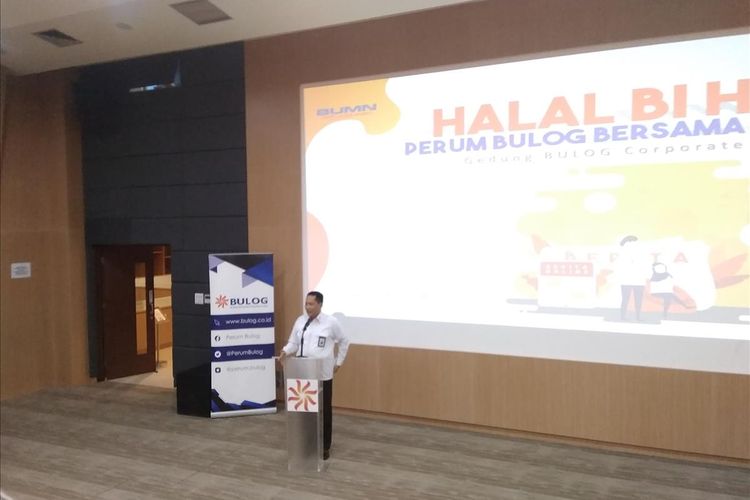 Direktur Utama Perum Bulog Budi Waseso dalam sambutannya di acara Halal Bihalal Bulog di Jakarta, Selasa (2/7/2019).