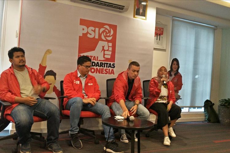 Wakil Ketua DPW PSI DKI Jakarta, Rian Ernest dan Ketua DPW PSI DKI Jakarta, Michael Victor Sianipar, di Kantor DPP PSI, KH Wahid Hasyim, Tanah Abang, Jakarta Pusat, Kamis (4/7/2019).