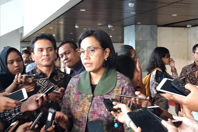 Menteri Keuangan Sri Mulyani Indrawati di kawasan DPR Jakarta, Selasa (16/7/2019) 