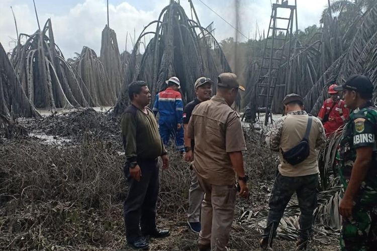 Lokasi semburan lumpur diduga akibat adanya aktifitas ilegal drilling di Kabupaten Musi Banyuasin, Sumatera Selatan.
