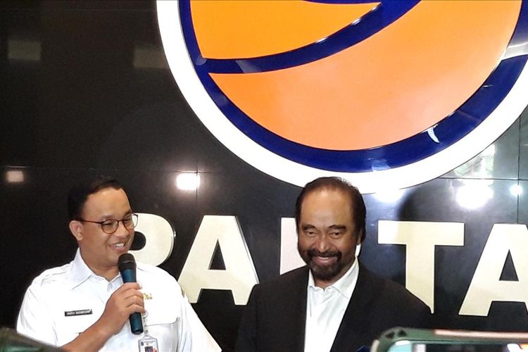 Gubernur DKI Jakarta Anies Baswedan dan Ketua Umum Partai Nasdem Surya Paloh, di Kantor DPP Partai Nasdem, Rabu (24/7/2019)