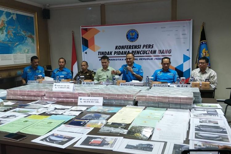 Konferensi pers sejak Januari 2019, BNN sita harta 22 bandar narkoba Rp 60 Miliar di Kantor BNN, Cawang, Jakarta Timur, Kamis (25/7/2019).