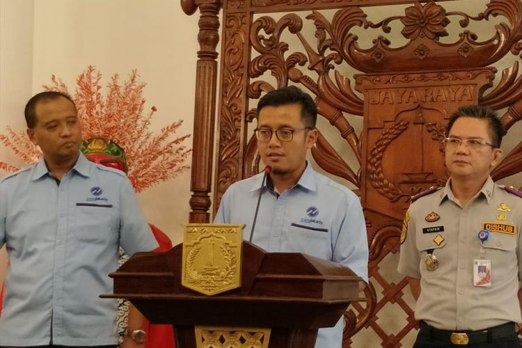 Direktur Pelayanan dan Pengembangan PT Transjakarta Achmad Izzul Waro di Balairung, Balai Kota, Jakarta Pusat, Selasa (6/8/2019)