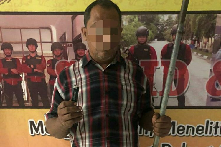 Pelaku pembakar lahan, SO alias Bejo (43) diamankan di Polres Siak, Riau, Senin (5/8/2019). Dok. Polres Siak.