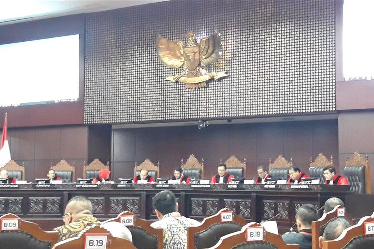 Sidang gugatan Nasdem terkait kehilangan suara di luar negeri (Malaysia) di Mahkamah Konstitusi, Rabu (7/8/2019)