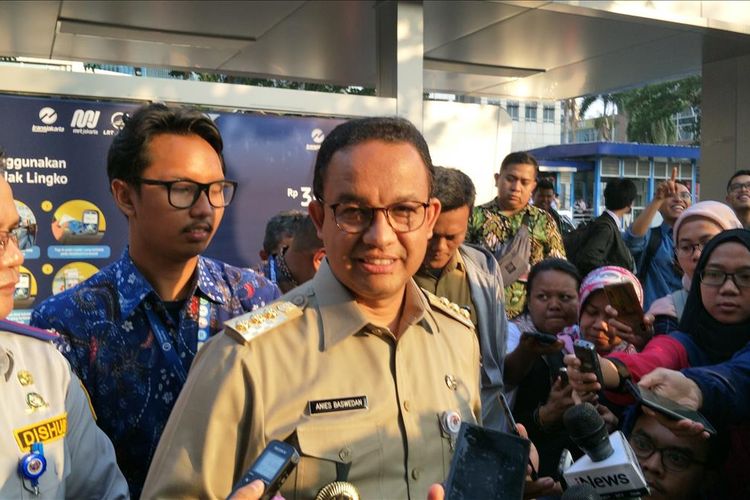 Gubernur DKI Jakarta Anies Baswedan di kawasan Gelora Bung Karno (GBK), Jakarta Pusat, Selasa (13/8/2019).
