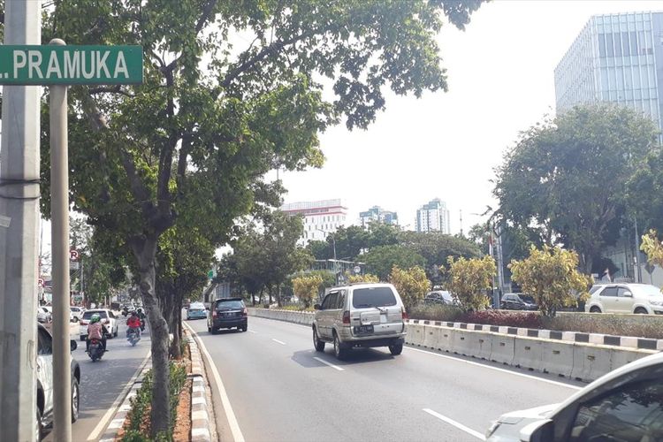 Salah satu ruas baru yang akan diterapkan sistem ganjil genap, Jalan Pramuka, Jakarta Timur, Rabu (14/8/2019).