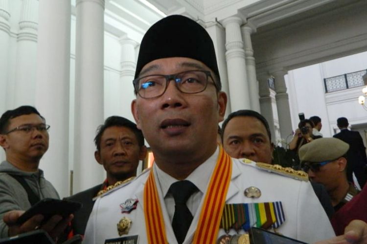 Gubernur Jawa Barat Ridwan Kamil ditemui usai upacara peringatan HUT ke-74 RI di Gedung Sate, Jalan Diponegoro, Sabtu (17/8/2019).
