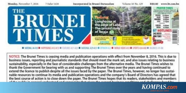 Diduga Akibat Beritakan Kenaikan Visa Haji The Brunei Times Berhenti Terbit
