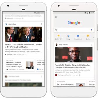 Tampilan News Feed di aplikasi Google.
