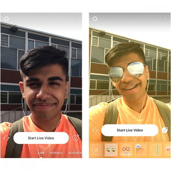 Contoh penerapan face filter di live video instagram.