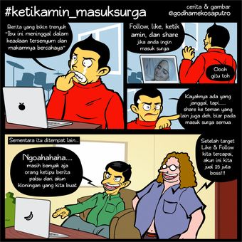 Contoh komik strip tentang hoax masuk surga