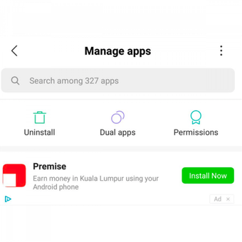 Contoh iklan yang ditampilkan di menu settings ponsel Xiaomi dengan ROM MIUI global.