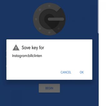 Piluhan menambah aplikasi Instagram di Google Authenticator.