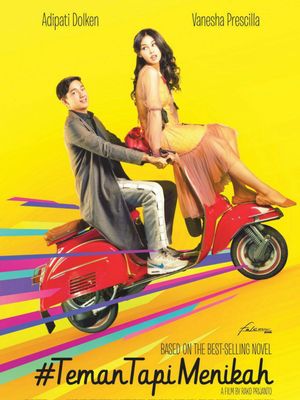 Adipati Dolken dan Vanesha Priscilla dalam poster #TemanTapiMenikah. 