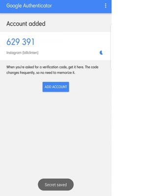 Kode dari Google Authenticator untuk dimasukkan ke aplikasi Instagram.