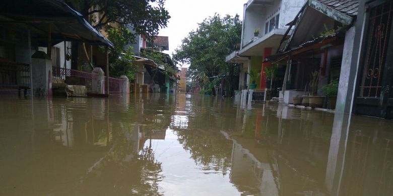 Suasana banjir di Dayeuh Kolot Bandung, Rabu (8/3/2017).