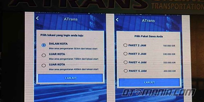 Perusahaan jasa rental kendaraan, PT Angelita Trans Nusantara, meluncurkan layanan berbasis aplikasi online bernama Atrans di Jakarta, Selasa (18/7/2017). Salah satu keunggulannya yaitu penyewaan mobil dalam hitungan jam, bukan jarak.