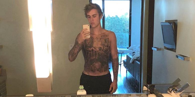 Justin Bieber dan tato barunya.