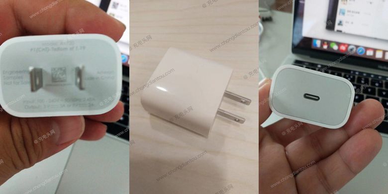 Bocoran foto yang disinyalir memperlihatkan sosok charger baru iPhone dengan keluaran daya 18 watt dan port USB type-C.