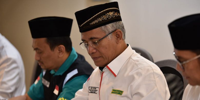 Deputi Bidang Pendidikan dan Agama Kementerian Kemenko PMK Agus Sartono dalam Rakor Tim Haji di Dakker, Mekkah, Minggu(12/8/2018)